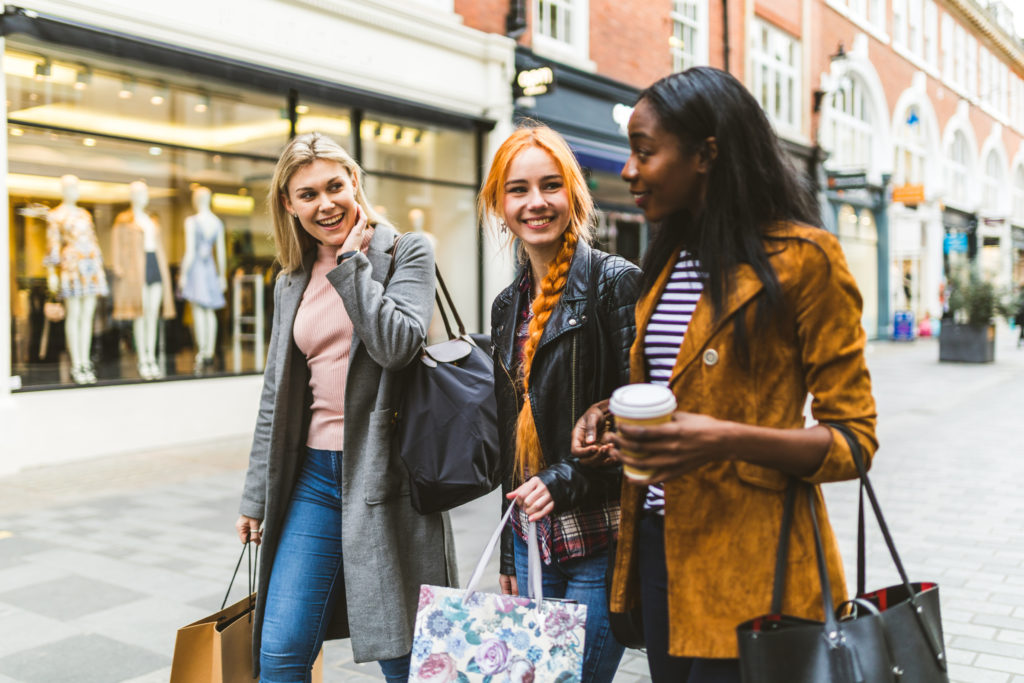 Girls shopping and walking in the city